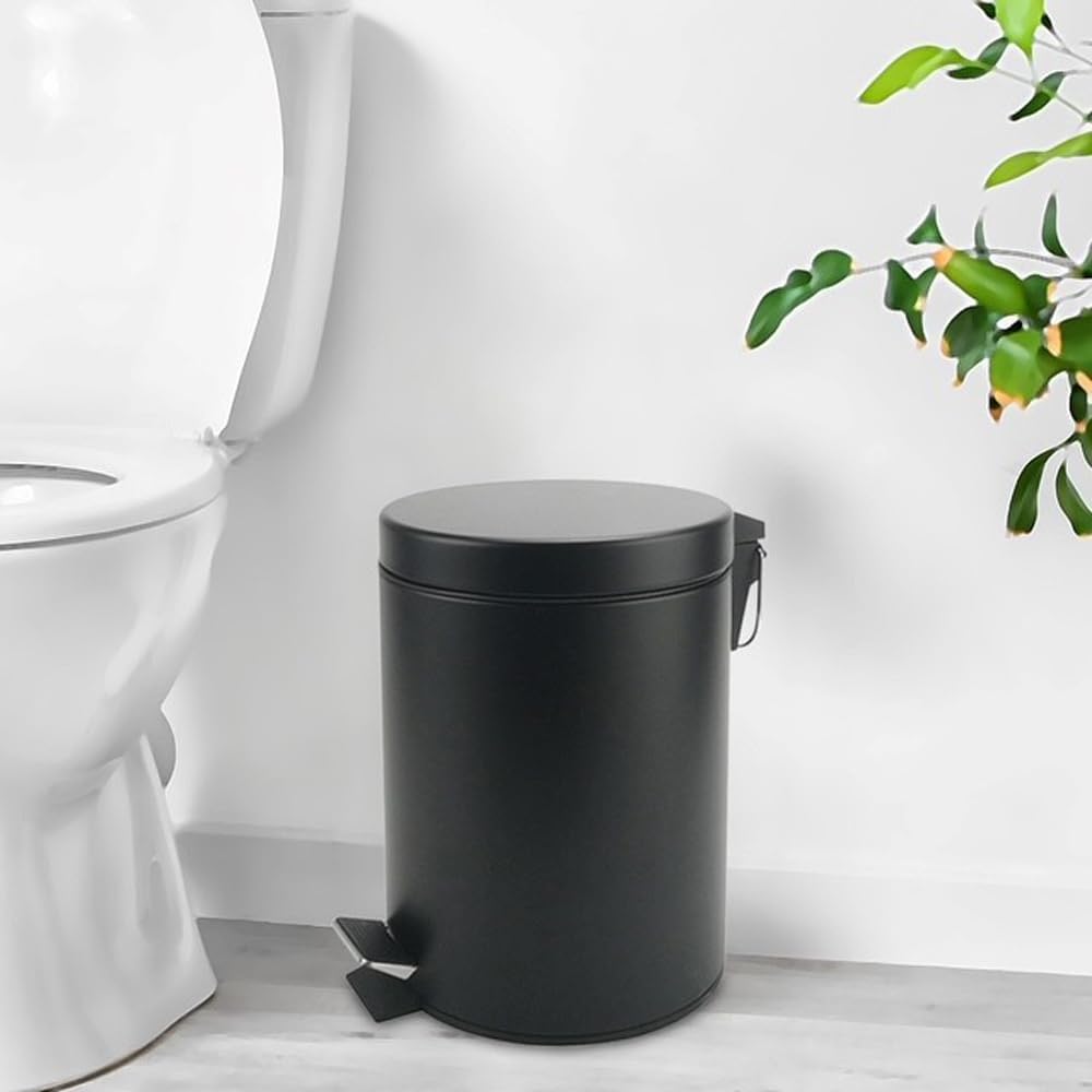 Stainless Steel Small Trash Can with Lid & Step Pedal - 5 Liters/1.3 Gallon Soft Close Waste Basket