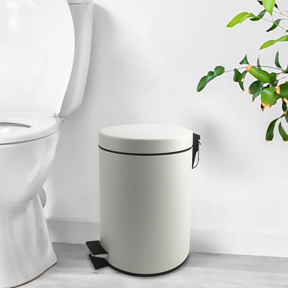 Stainless Steel Small Trash Can with Lid & Step Pedal - 5 Liters/1.3 Gallon Soft Close Waste Basket