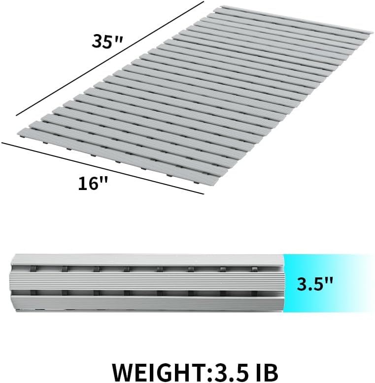 PADOOR Shower-Mat Non Slip, Heavy Duty Bathtub-Mat Curlable Quick Drain Sturdy Bath Tub Mat Without