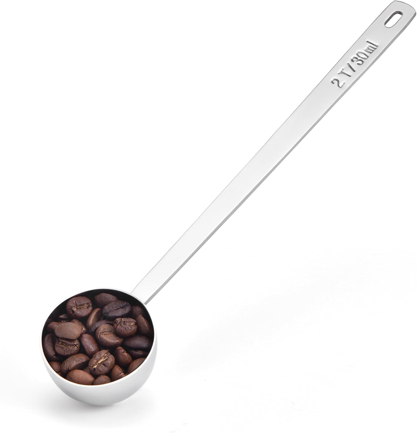 Long Handle Coffee Scoop: 8.6 Inch 18/8 Stainless Steel 2 Tablespoon Metal Measuring Spoon Tbsp