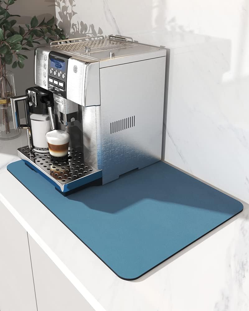 AMOAMI Coffee Mat - Hide Stain Rubber Backed Absorbent Dish Drying Mat for Kitchen Counter - Bar