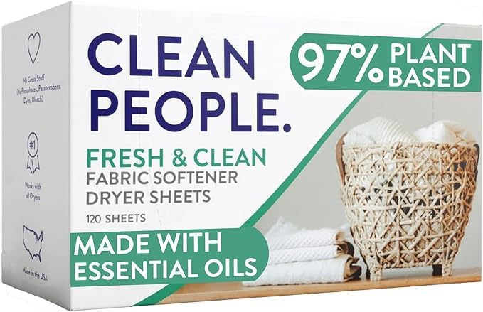The Clean People Fabric Softener Sheets - Dryer Sheets - Softens & Removes Static Cling - Vegan