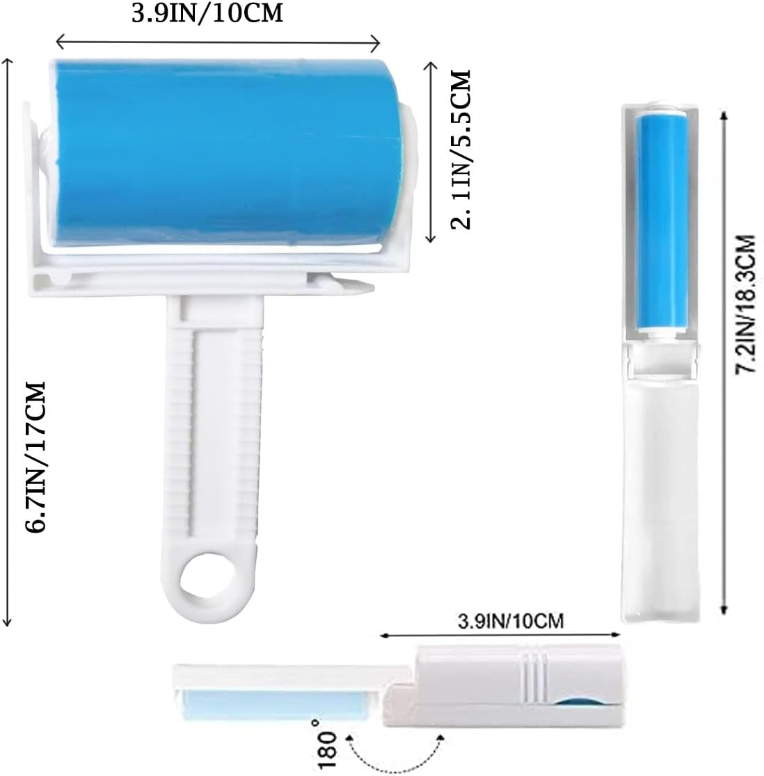 Reusable Portable Lint Roller 2 Pack, Washable Sticky Lint Roller Travel Pet Hair Remover Brush