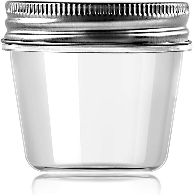 novelinks 4 oz Clear Plastic Jars with Screw-On Lids – Reusable Round Containers for Slime, Food