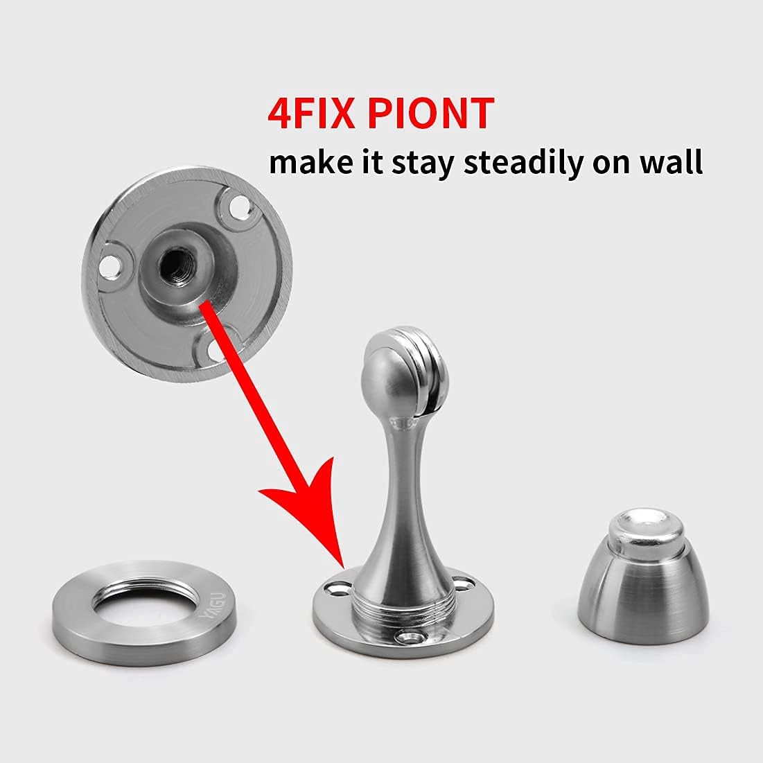 YAGU 1 Pack Silver Magnetic Door Stoppers Catch, Zinc Alloy Brushed Nickel Door Stops Holder Wall