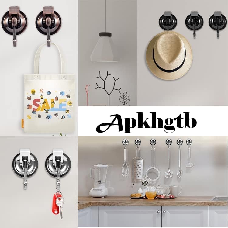 Suction Cup Hooks for Shower, 4 Pack, Bathroom, Kitchen, Glass Door, Mirror, Tile – Loofah, Towel