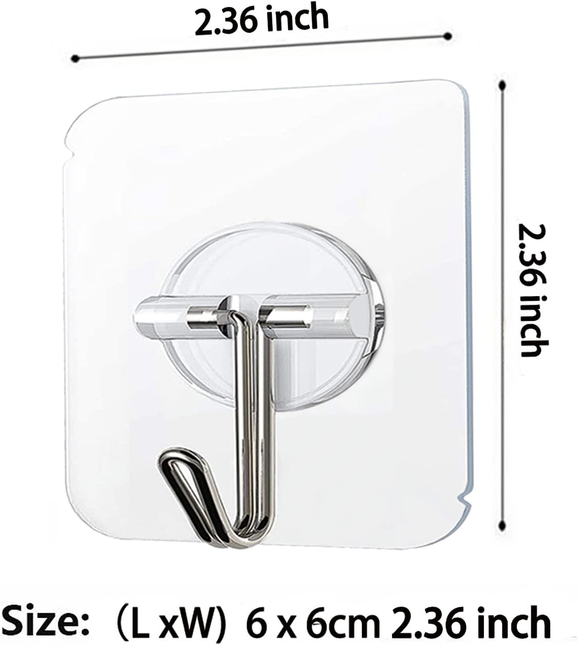 COLOGO 100 Pack Adhesive Hooks 24lb(Max) Heavy Duty Self Adhesive Hooks, Transparent Reusable