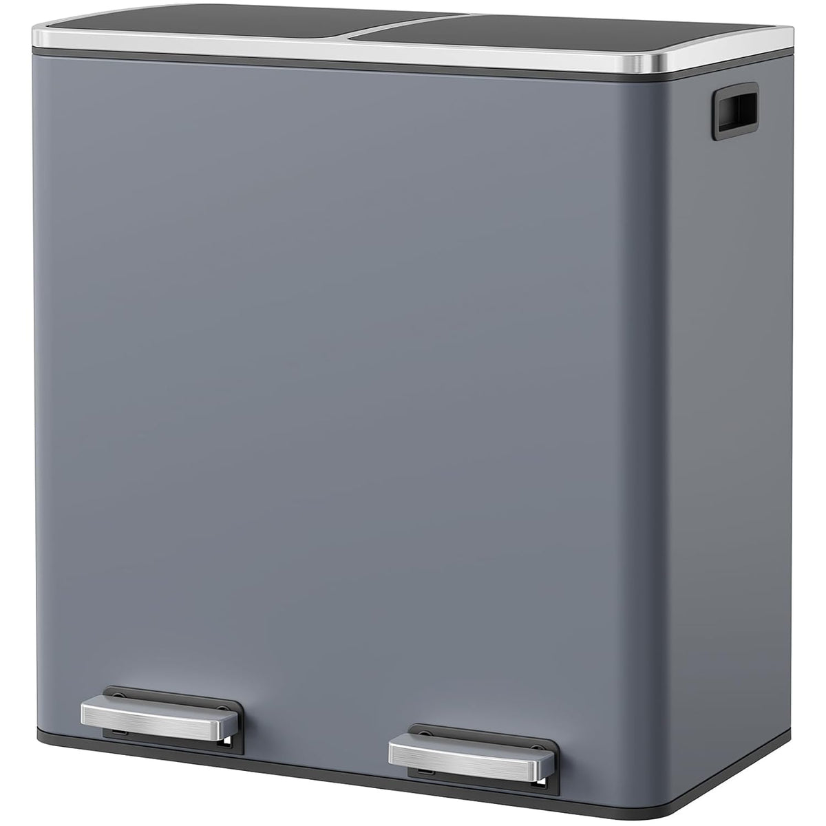 Arlopu 16 GallonStainless Steel Trash Can, 60L Dual Compartment, Metal Kitchen Step Recycle Bin