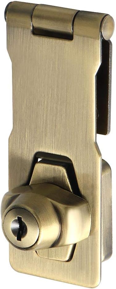 Alise Keyed Hasp Lock,4 Inch Safety Packlock Clasp Hasp Lock Latch with Lock,Door Hinge Lock with
