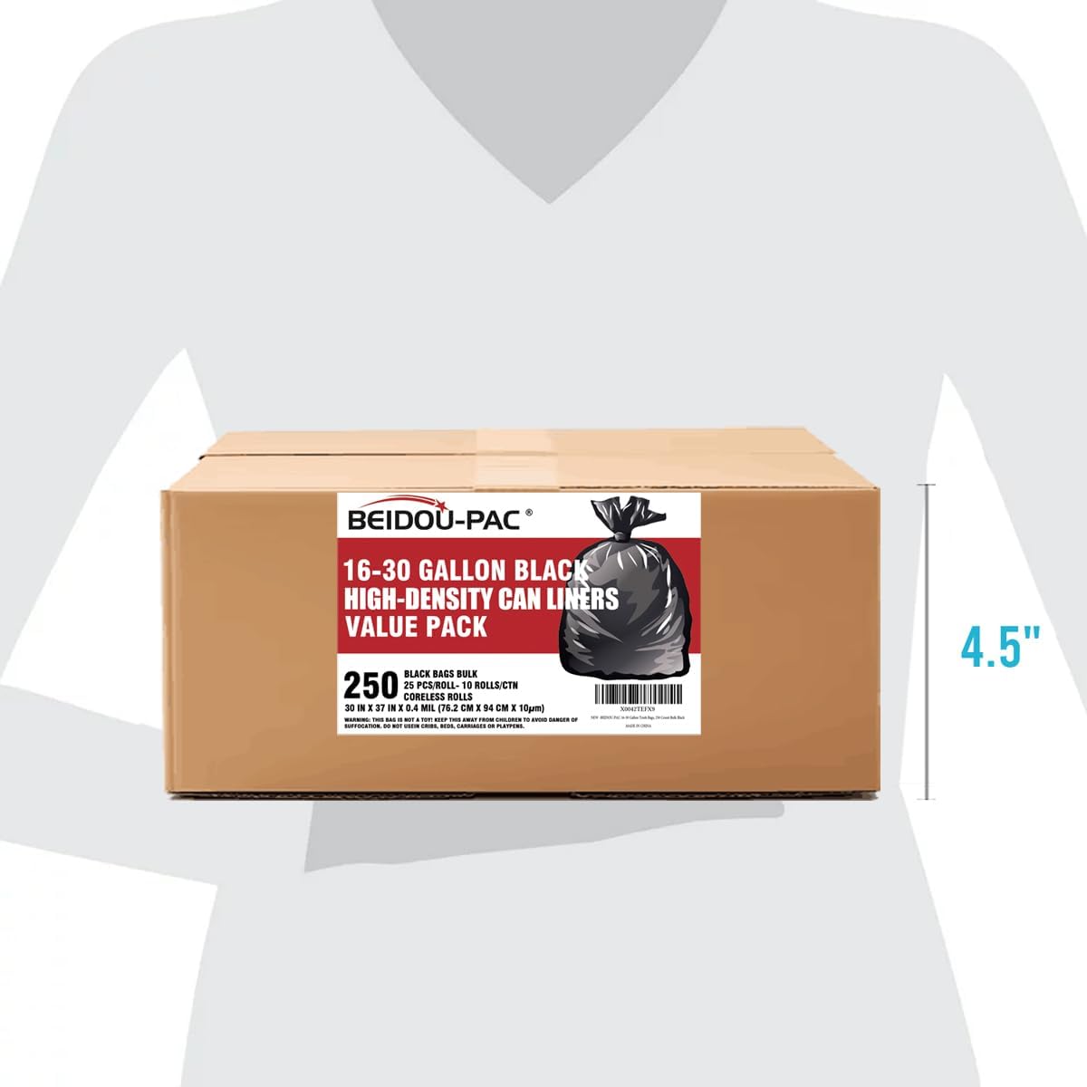 30 Gallon Trash Bags, 250 Count Black Garbage bags, Multi-purpose Trash Can Bin Liners for