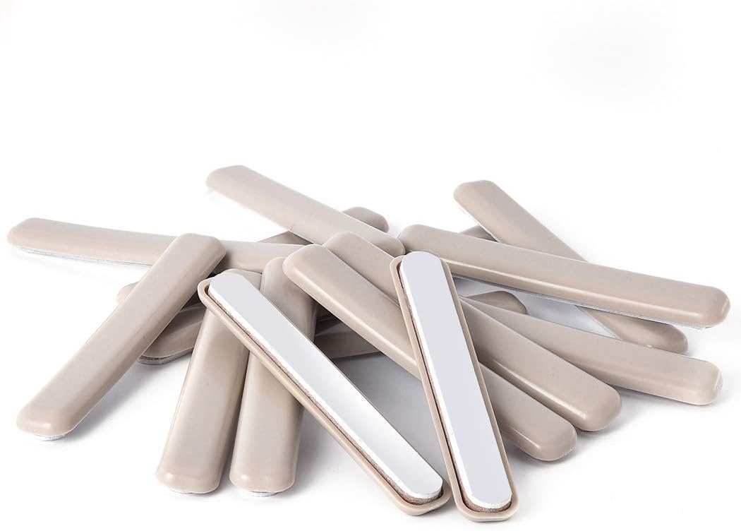 Ezprotekt 16 Pack Self-Stick Furniture Movers Sliders Strip for Carpet, 1/2 x 4 inch Rectangular