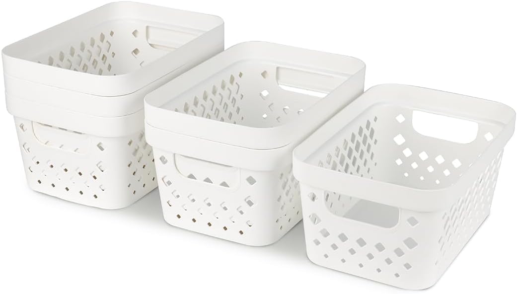Glad Plastic Baskets for Organizing, Set of 6 | Pantry Storage for Under Counter, Linen Closet, and