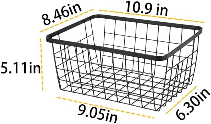 Kitchen Metal Wire Baskets with Handles Food Storage Organizer, Household Refrigerator for