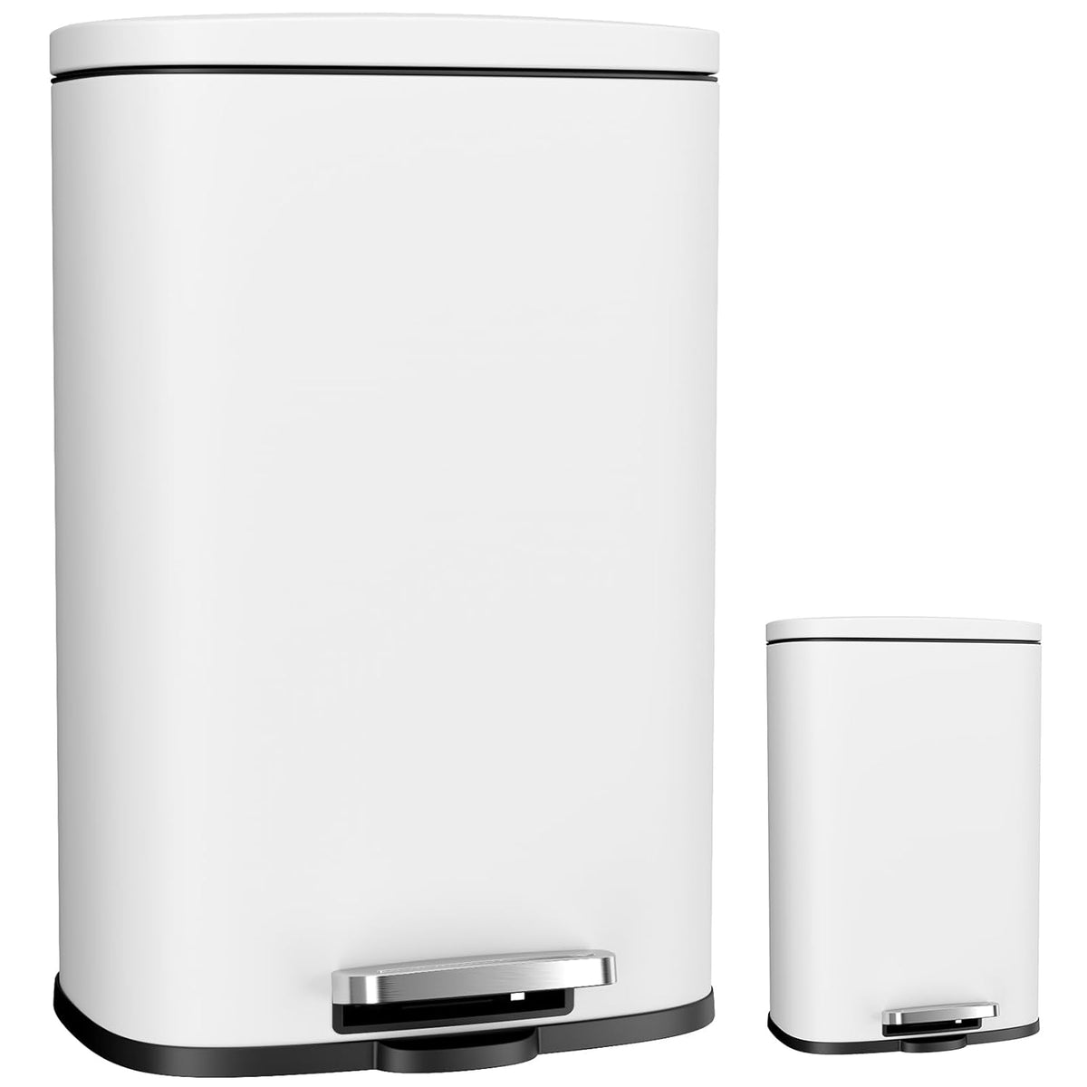 Arlopu 13.2+1.3 Gallon Step Trash Can, Stainless Steel Garbage Bin, Soft-Close Rubbish Bin with