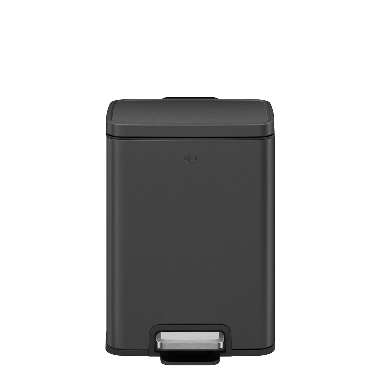 EKO Madison Matte Black 6L / 1.6 Gal Bathroom Trash Can with Lid and Removable Inner Basket