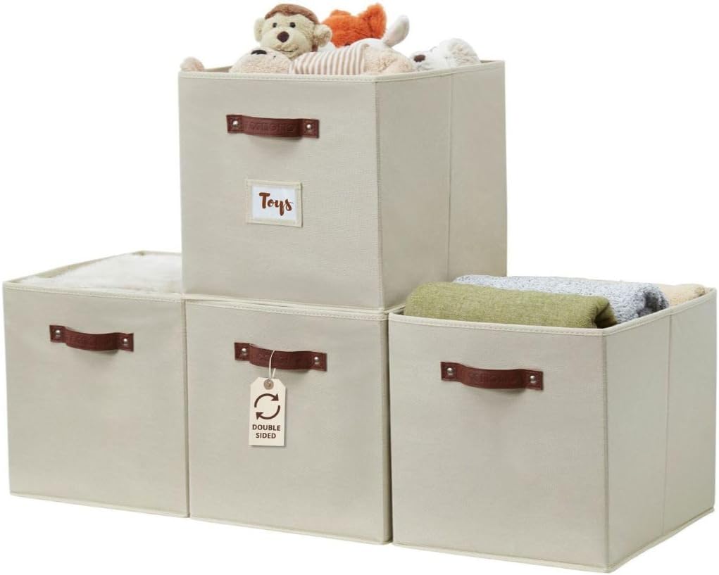 DECOMOMO Storage Baskets, 13x15x13 Storage Cube Bins with Labels for Organizing Shelves Kallax