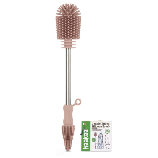haakaa Cleaning Brush Silicone Bottle Brush Double-Ended Soft Silicone Bristles for Breast Pumps