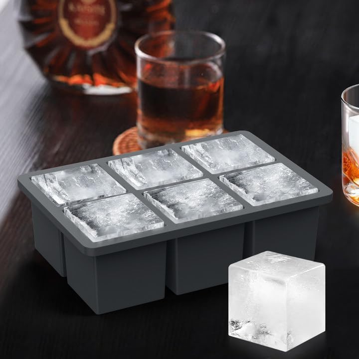 ROTTAY Ice Cube Trays (Set of 4), Sphere Ice Ball Maker with Lid & Large Square Ice Cube Maker for