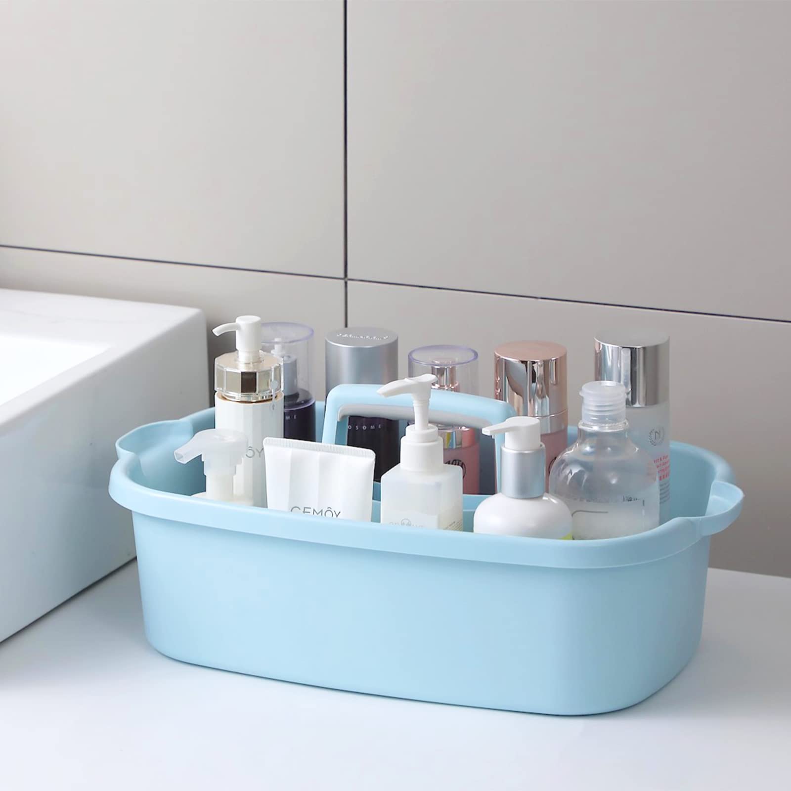 JiatuA Large Cleaning Supplies Caddy Portable Shower Caddy Basket Blue
