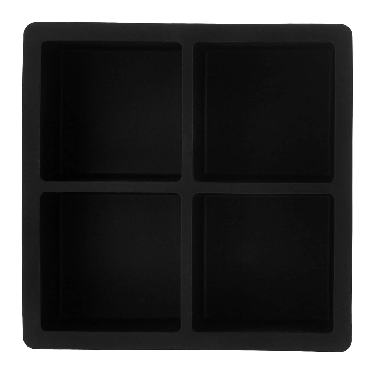 Amazon Basics Silicone Square Ice Cube Trays, Set of 2, Black, 4.25 x 4.25 x 1.77 in (Previously