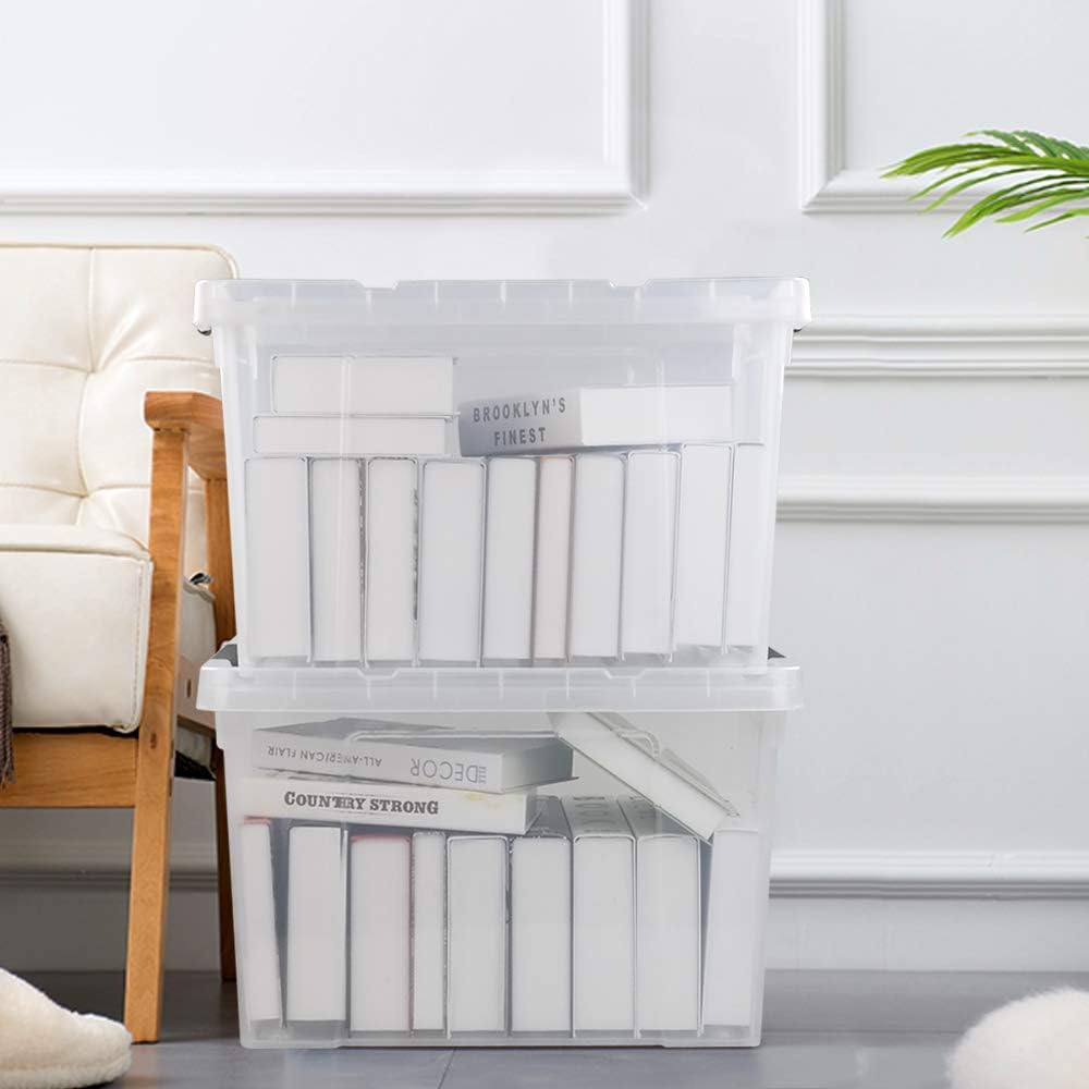 Pekky 50 Quart Clear Storage Containers/Bins with Lid，Wheels and Latching Handles, Large Rolling