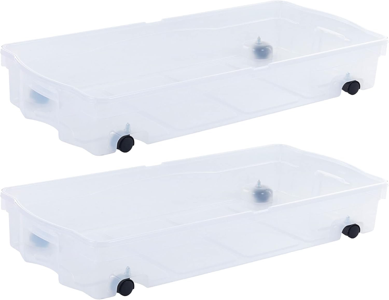 Rubbermaid 70 Quart Under the Bed Low Profile Storage Boxes with Dual Hinged Lids and Easy Rolling