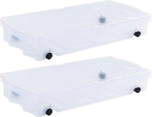 Rubbermaid 70 Quart Under the Bed Low Profile Storage Boxes with Dual Hinged Lids and Easy Rolling