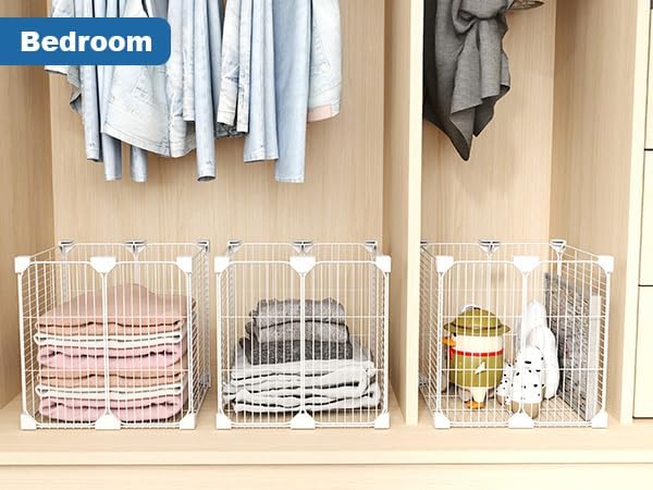 Deep Freezer Organizer Bin 13.8"x13.8"x13.8", Vertical Sides Wire Freezer Baskets with Adjustable