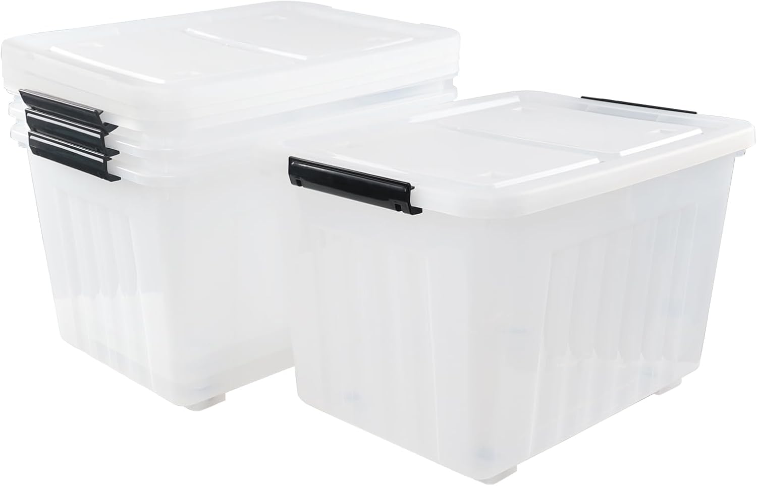 4-Pack 42 L Clear Plastic Storage Container Bin with Lids and Latch Buckle, Clear Storage Latch