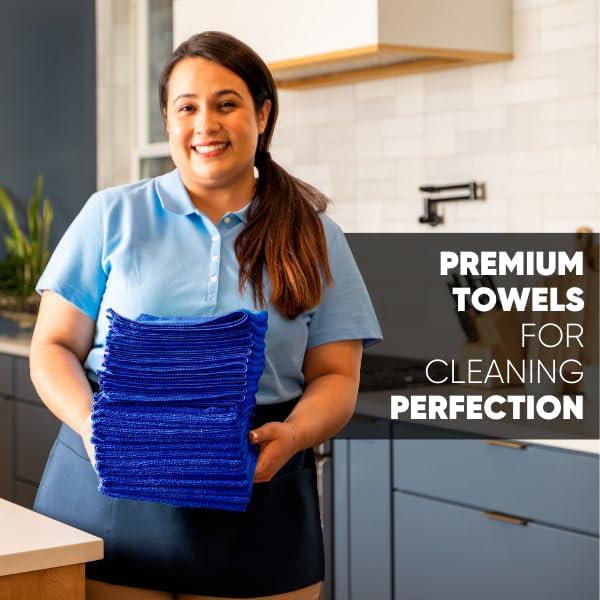 Microfiber Wholesale 12" x 12" MW Pro Multi-Surface Cleaning Cloths Dark Blue - 12 Pack | Premium
