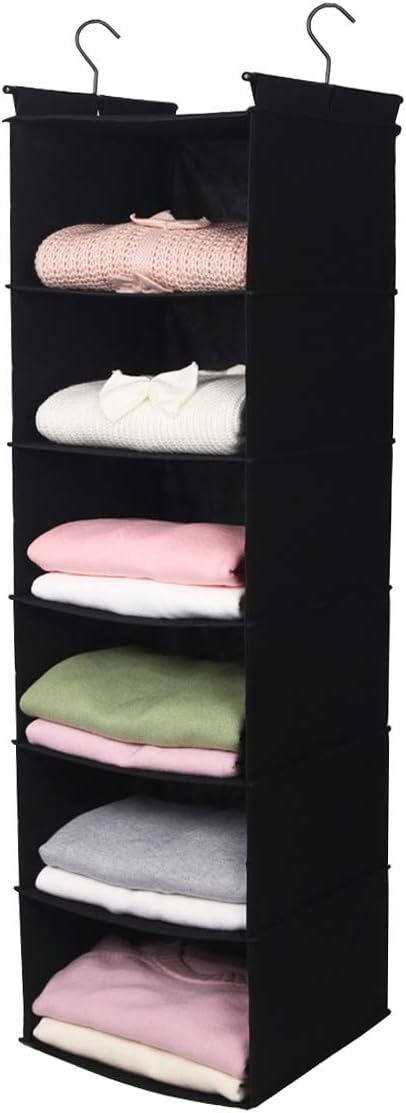 MAX Houser 6 Tier Shelf Hanging Closet Organizer, Closet Hanging Shelf with 2 Sturdy Hooks for