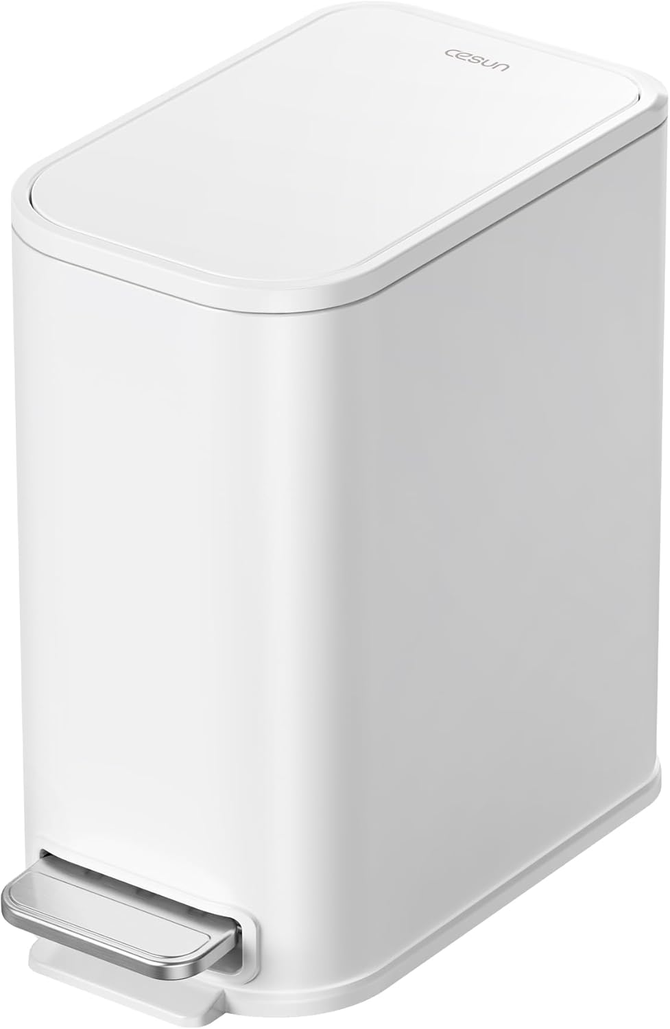Cesun Small Bathroom Trash Can with Lid Soft Close, Step Pedal, 5 Liter / 1.3 Gallon Stainless