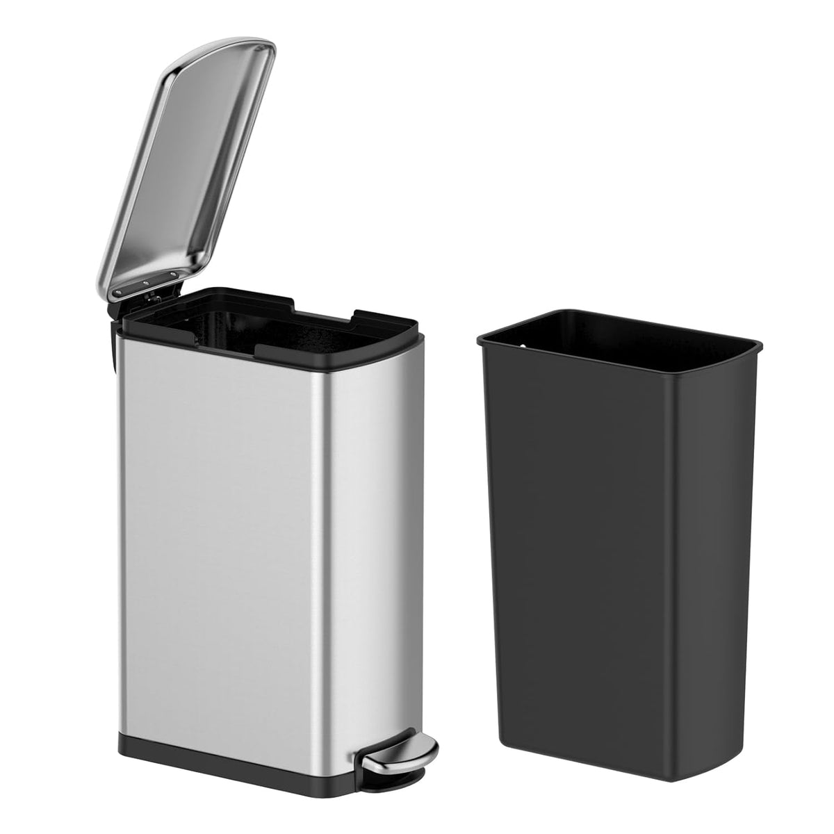 30 L Kitchen Step Trash Can, 8 Gallon Narrow Stainless Steel Waste Bin with Soft-Close Lid