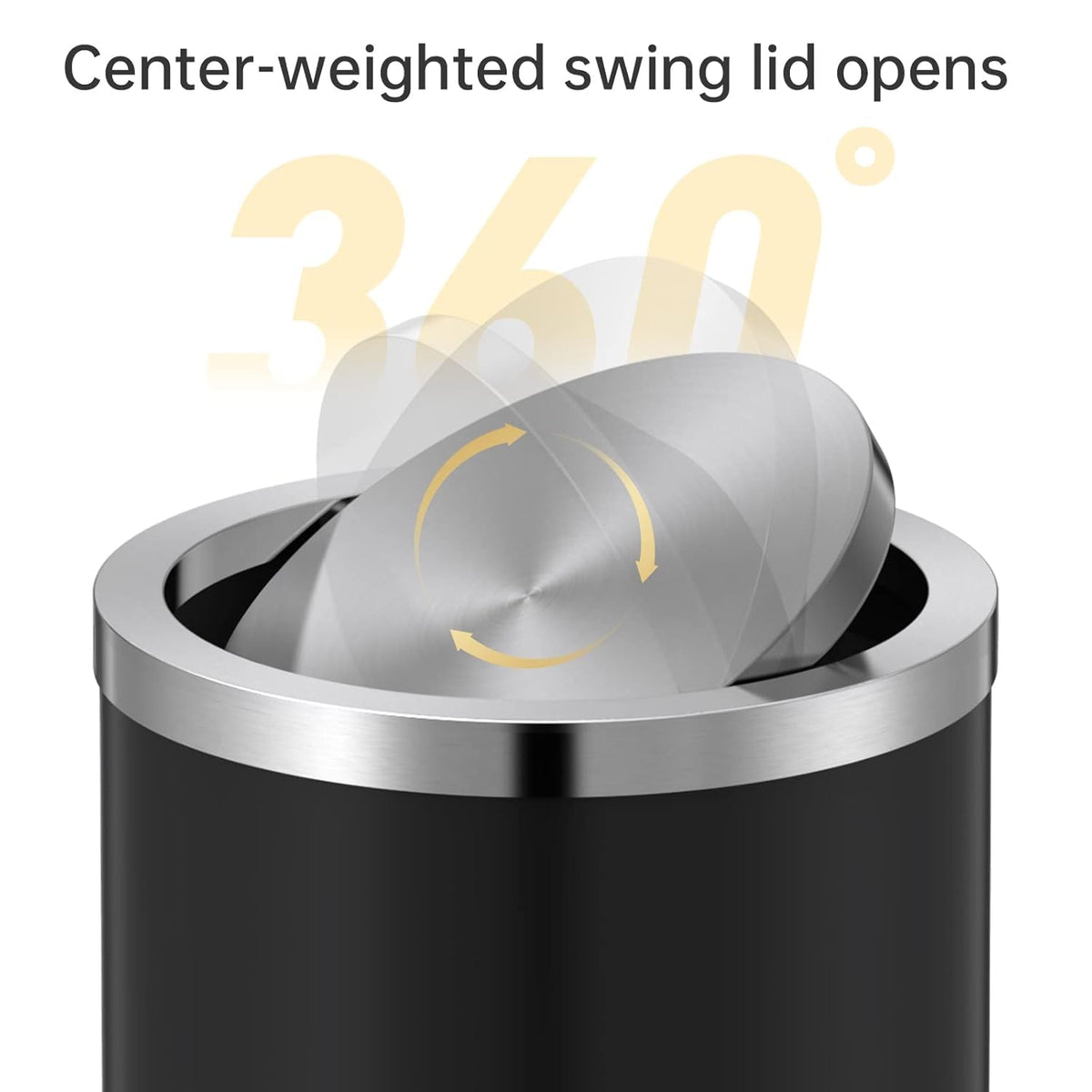 Mbillion Small Trash Can with Swing Lid 4 Gallons/15 Liter, Mini Trash Can with lid, Stainless
