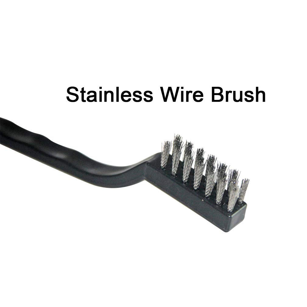 9PCS MINI Wire Brushes, Stainless Steel Brush Set, Curved Handle Scratch Toothbrush, Cleaning