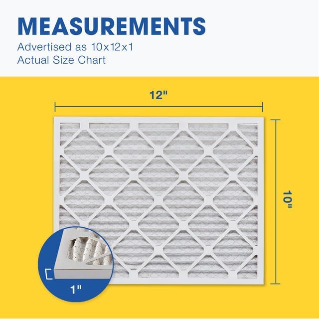 Aerostar 10x12x1 MERV 8-6 Count - High Efficiency Pleated HVAC, Furnace & Air Conditioner Filters
