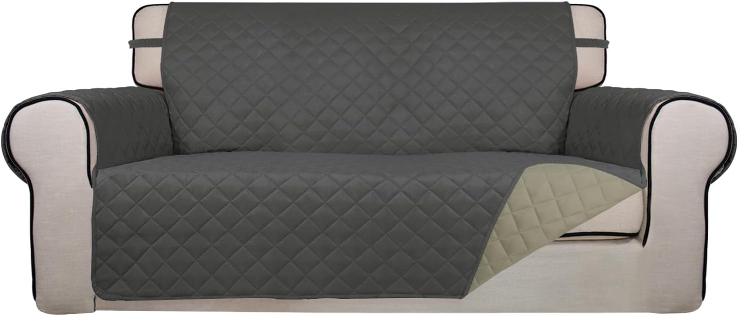 PureFit Reversible Quilted Sofa Cover, Water Resistant Slipcover Furniture Protector, Washable