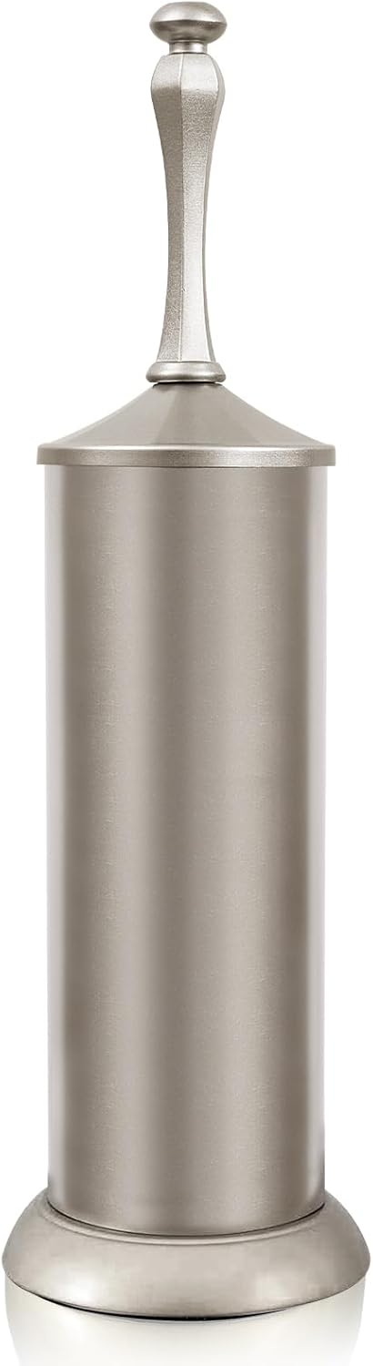 Stain Nickel Toilet Brush and Holder，Extra Long Handled Toilet Brush for Bathroom，Stainless Steel