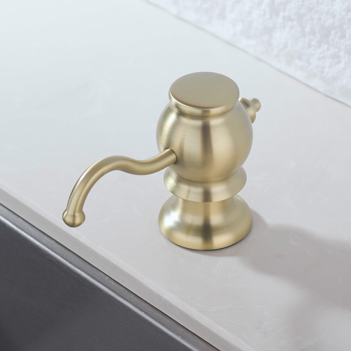 RANDOM Built in Sink Soap Dispenser for Kitchen Sink,Brushed Gold Solid Brass Pump Head with Soap