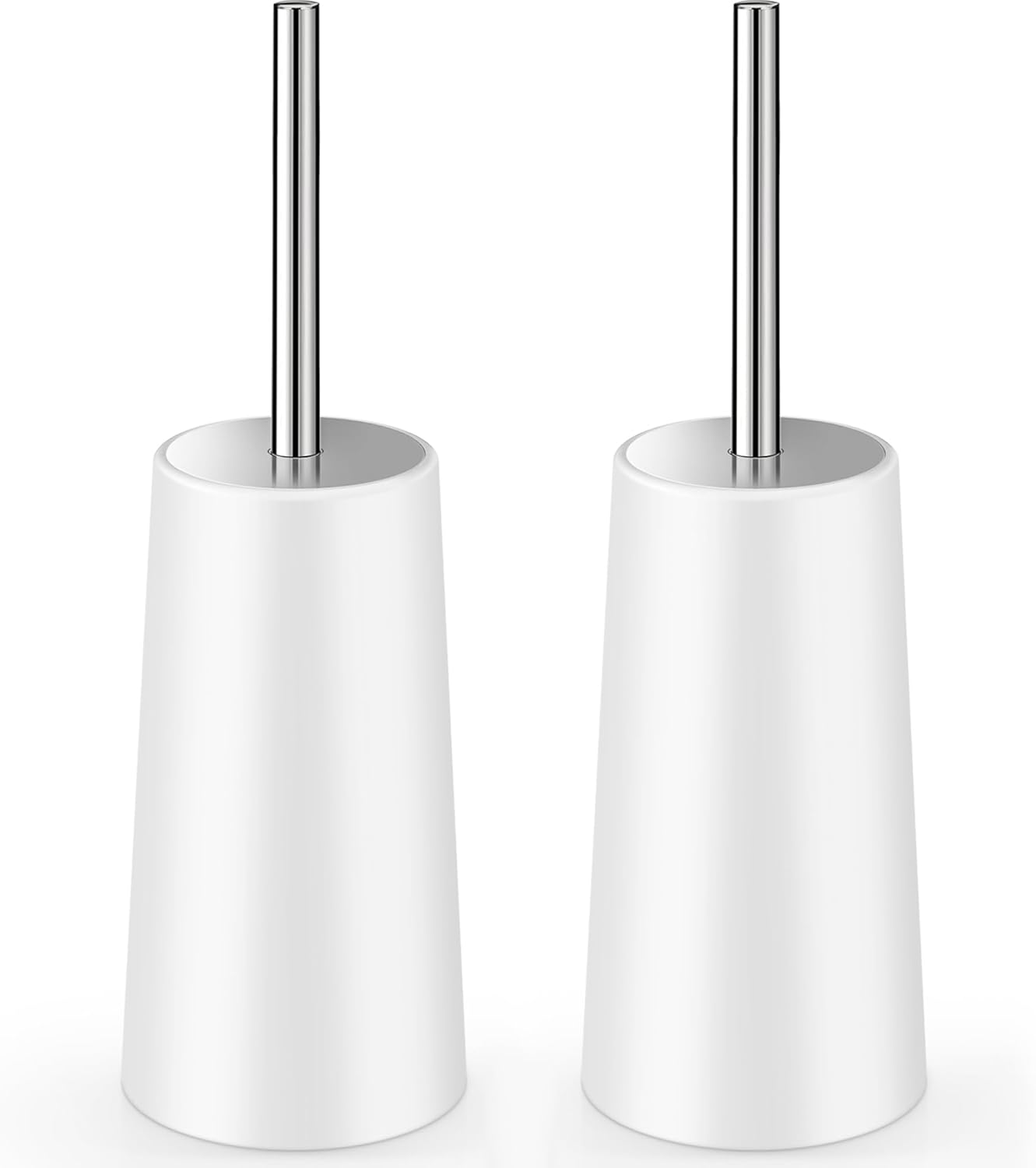 Toilet Brush and Holder, 2 Pack Toilet Brush with 304 Stainless Steel Long Handle, Toilet Bowl