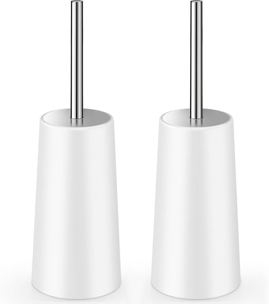 Toilet Brush and Holder, 2 Pack Toilet Brush with 304 Stainless Steel Long Handle, Toilet Bowl