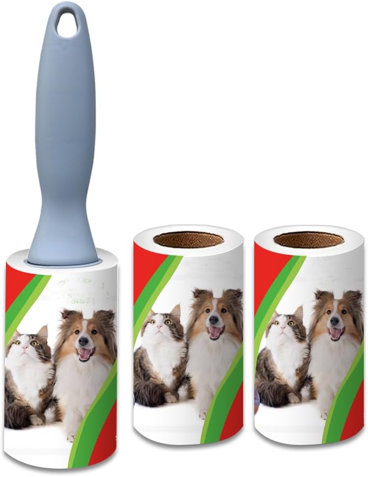 Pet Hair Lint Rollers, 3 Pack, 90 Sheets Each– Reusable Sticky Roller for Pet Hair, Cat & Dog Hair