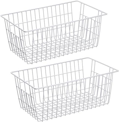 Slideep Freezer Baskets Farmhouse Organizer Storage Basket with Handles, Food Storage Bin for