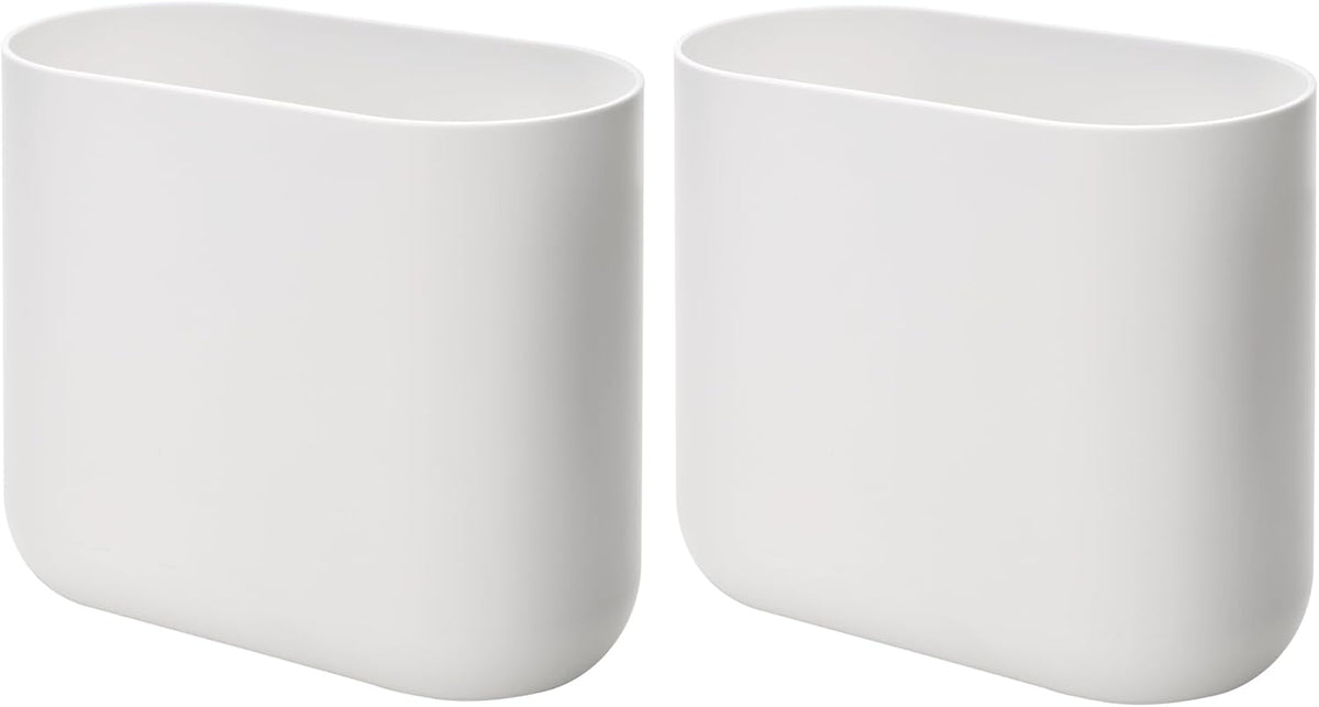 iDesign Small Oval Plastic Bathroom Trash Cans - Ideal for Bathroom, Bedroom, or Office - Set of 2