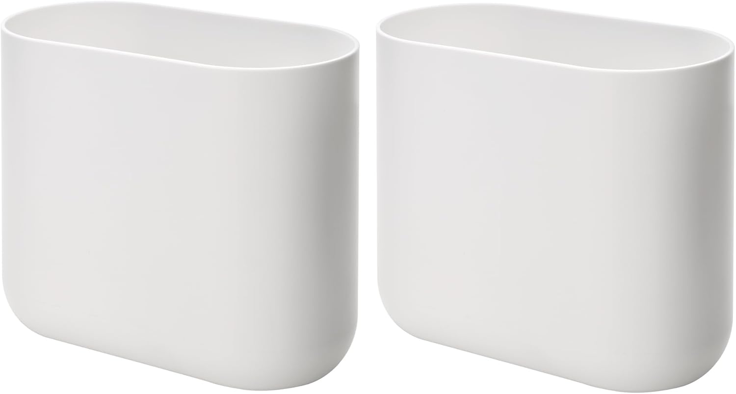 iDesign Small Oval Plastic Bathroom Trash Cans - Ideal for Bathroom, Bedroom, or Office - Set of 2