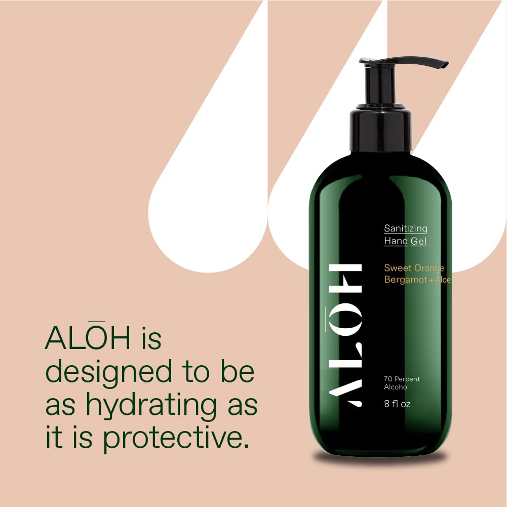 ALŌH Sanitizing Hand Gel 2-pack | Sweet Orange Bergamot + Aloe | 70% Alcohol Hydrating Hand