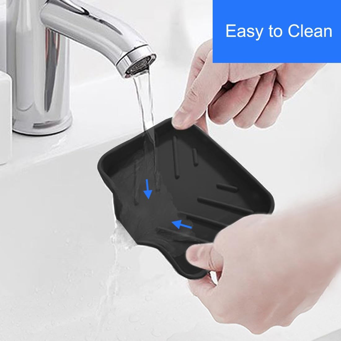 Sponge Holder with Drain Spout, Silicone Sponge Tray for Kitchen Sink, Rubber Soap Dish for Shower