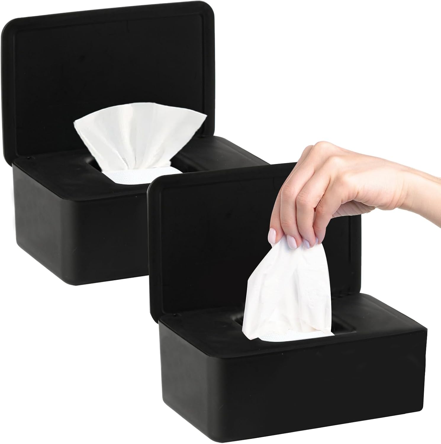 2Pcs Diaper Wipes Dispenser, Refillable Wipe Container, Wipe Container with Sealing Design Lid