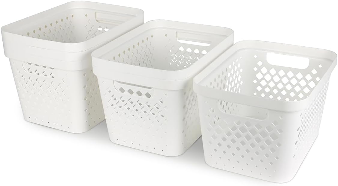 Glad Plastic Storage Basket Set, Value Pack of 6 | Open Storage Bins for Shelves, Bathroom, Pantry