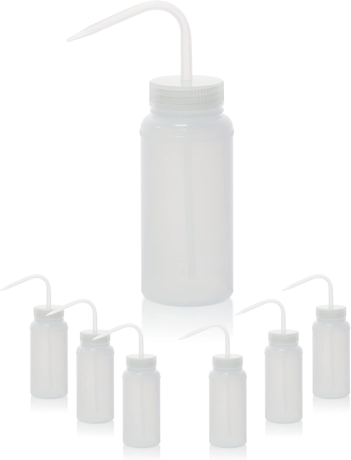 6pcs of Economy Wash Bottles, Vol.500ml (17oz), Wide-Mouth, Self-Venting Safety Wash Bottles, LDPE